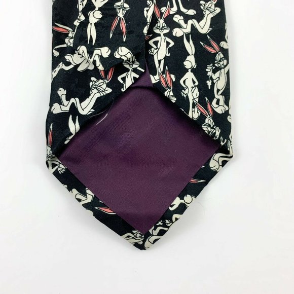 Looney Tunes Men's Novelty Necktie: Bugs Bunny w/ Poses. 1996. Black. Poly. VGC. - Picture 4 of 4
